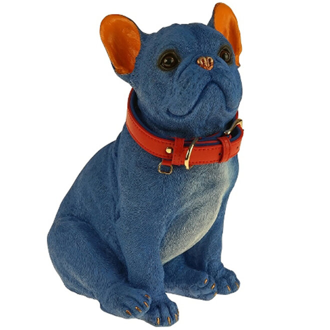 Blauwe Hond Molly met rode riem H35cm