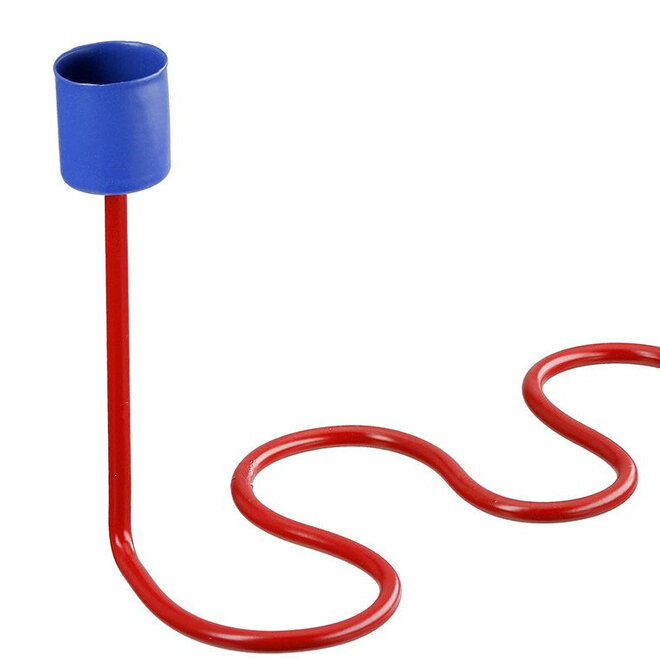 Metalen Kandelaar Bend blauw rood H17cm