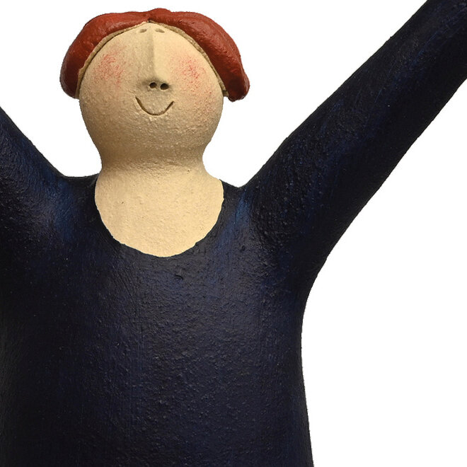 Vrolijke Vrouw, Freudenmädchen, Keramiek indigo H27cm