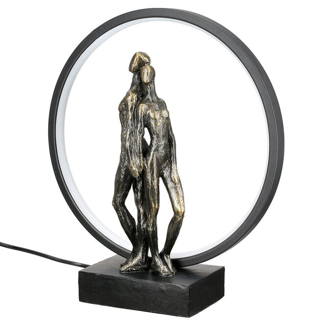 LED Figuur 'Heart Lights', polyresin, antique bronze finish, H33cm