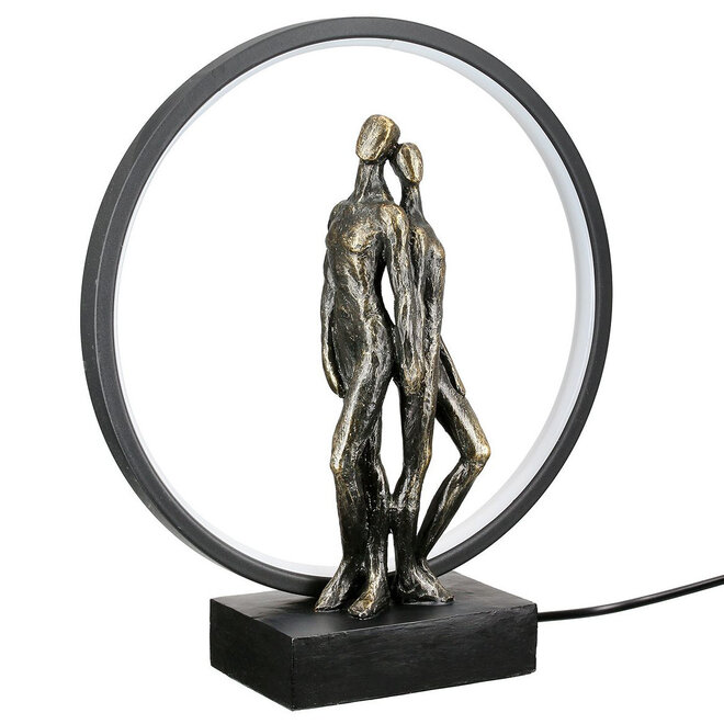 LED Figuur 'Heart Lights', polyresin, antique bronze finish, H33cm