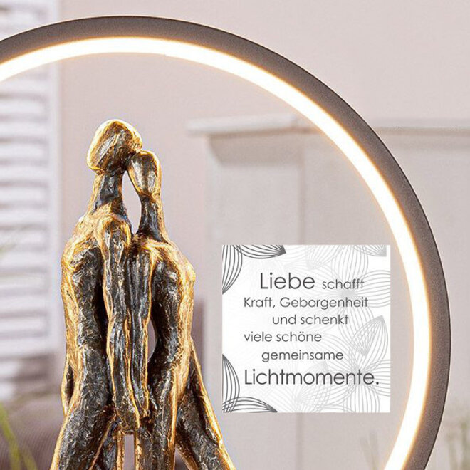 LED Figuur 'Heart Lights', polyresin, antique bronze finish, H33cm
