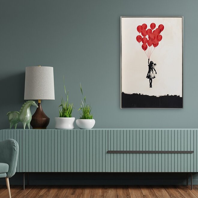 Canvas schilderij Flying Balloon Girl 60x90