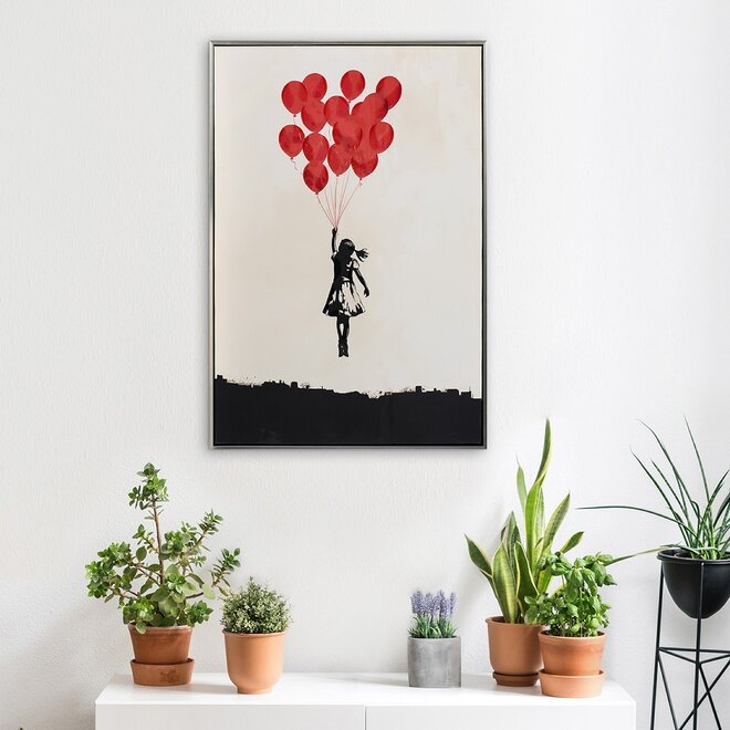 Canvas schilderij Flying Balloon Girl 60x90