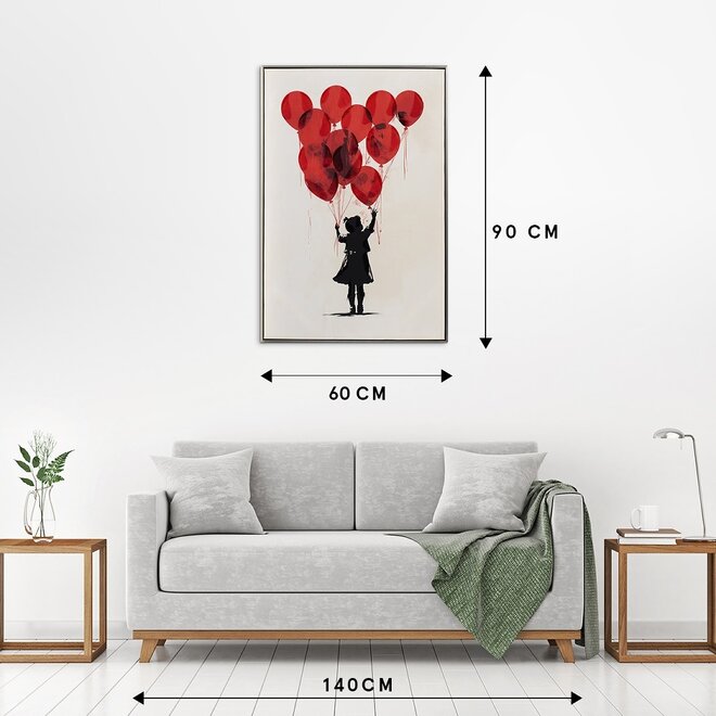 Canvas schilderij Standing Balloon Girl 60x90
