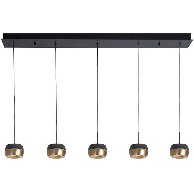 Hanglamp Nova Zwart Goud 5 lichts