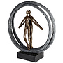 Figuur 'Encourage in Ring', polyresin, antique bronze finish, H40cm