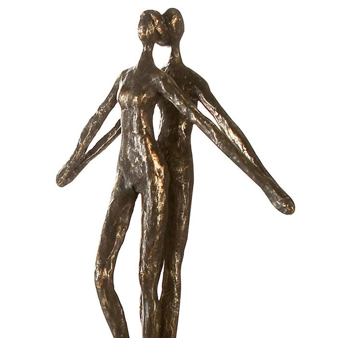 Figuur 'Encourage in Ring', polyresin, antique bronze finish, H40cm