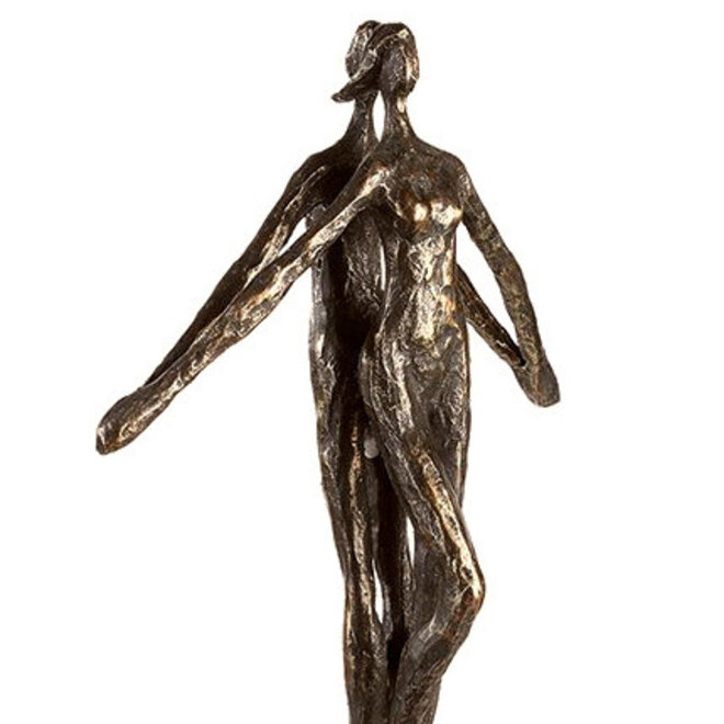 Figuur 'Encourage in Ring', polyresin, antique bronze finish, H40cm