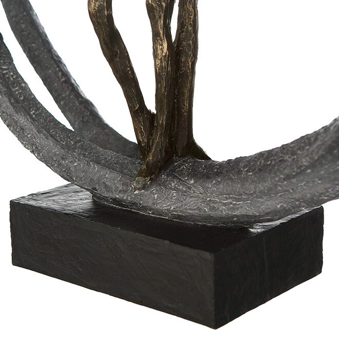 Figuur 'Encourage in Ring', polyresin, antique bronze finish, H40cm