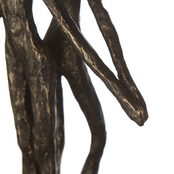 Figuur 'Encourage in Ring', polyresin, antique bronze finish, H40cm