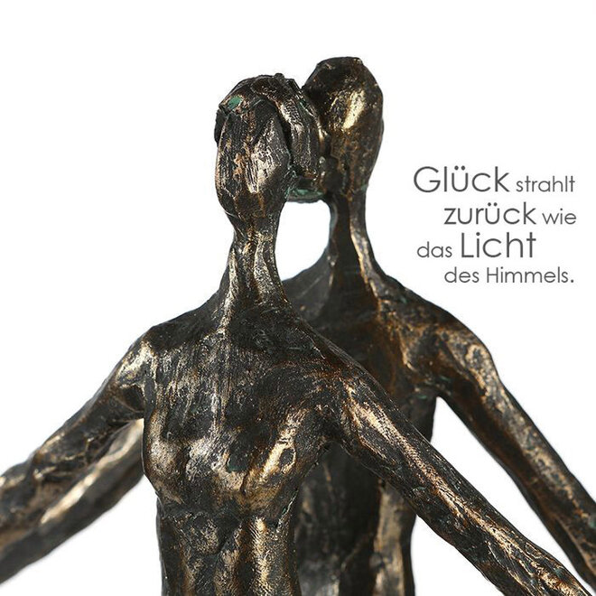 Figuur 'Encourage in Ring', polyresin, antique bronze finish, H40cm