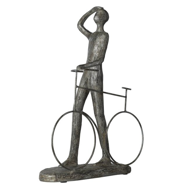 Figuur 'Into the Distance', polyresin, antiek zilver, H32cm