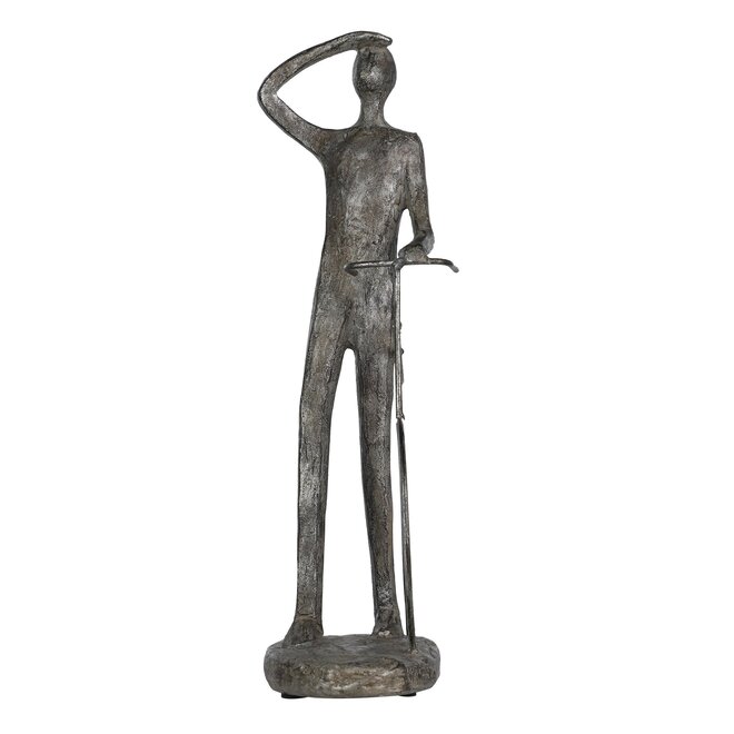 Figuur 'Into the Distance', polyresin, antiek zilver, H32cm