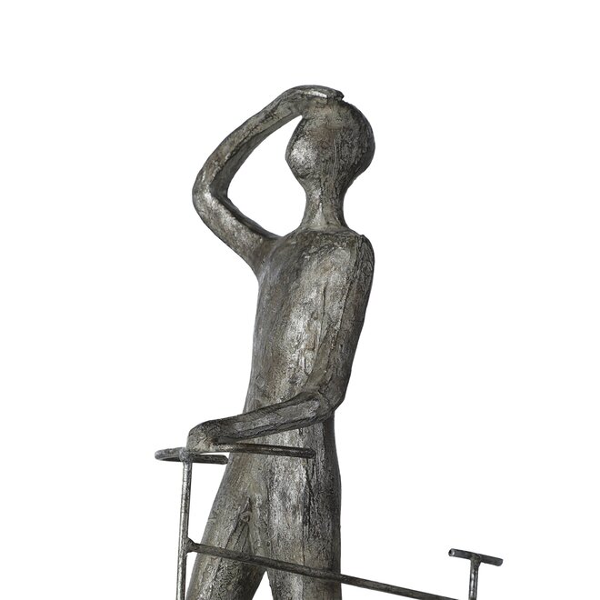 Figuur 'Into the Distance', polyresin, antiek zilver, H32cm