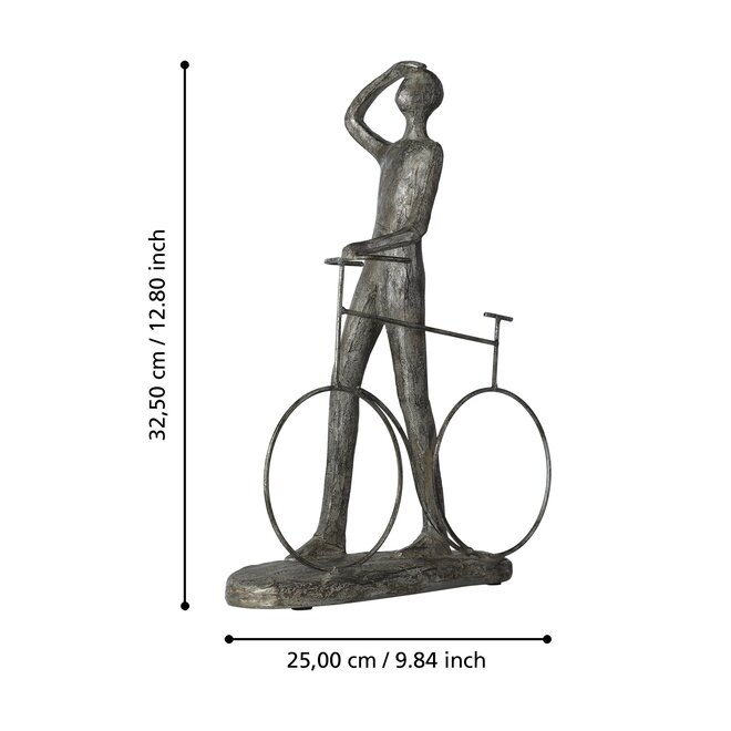 Figuur 'Into the Distance', polyresin, antiek zilver, H32cm