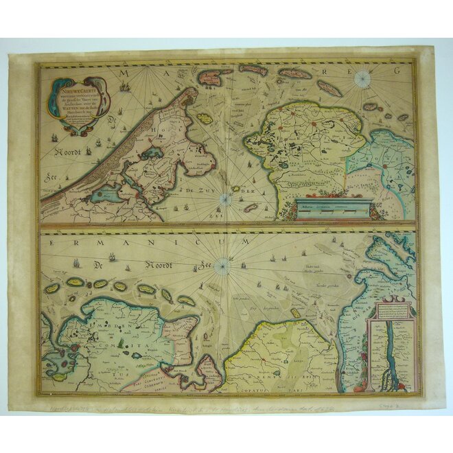 Collectie Gouldmaps - Waddenzee; J. Janssonius - Nieuwe Caerte (..) van Amsterdam over de Watten tot de Stadt Hamborch toe. - 1637
