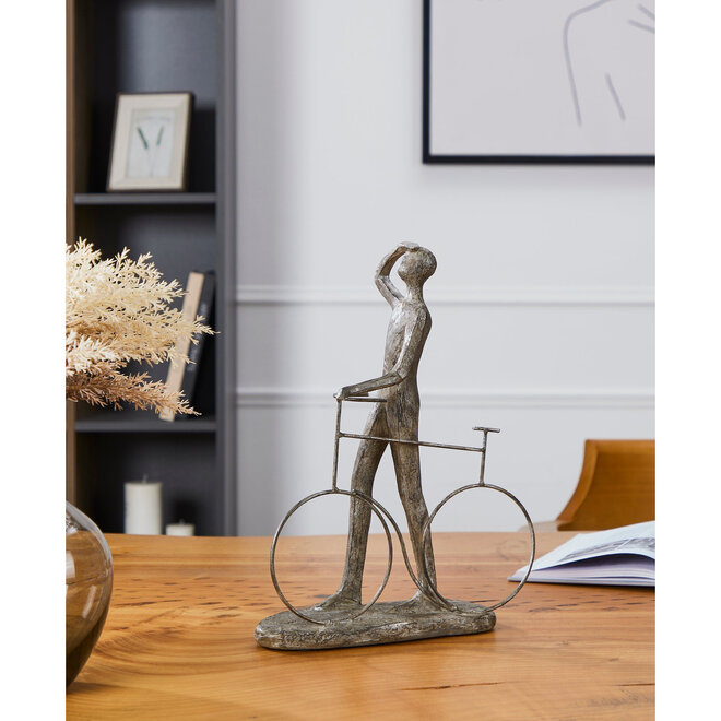 Figuur 'Into the Distance', polyresin, antiek zilver, H32cm