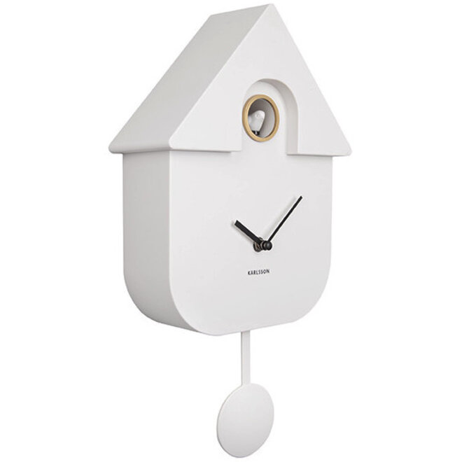 Wall Clock Modern Cuckoo White H41cm