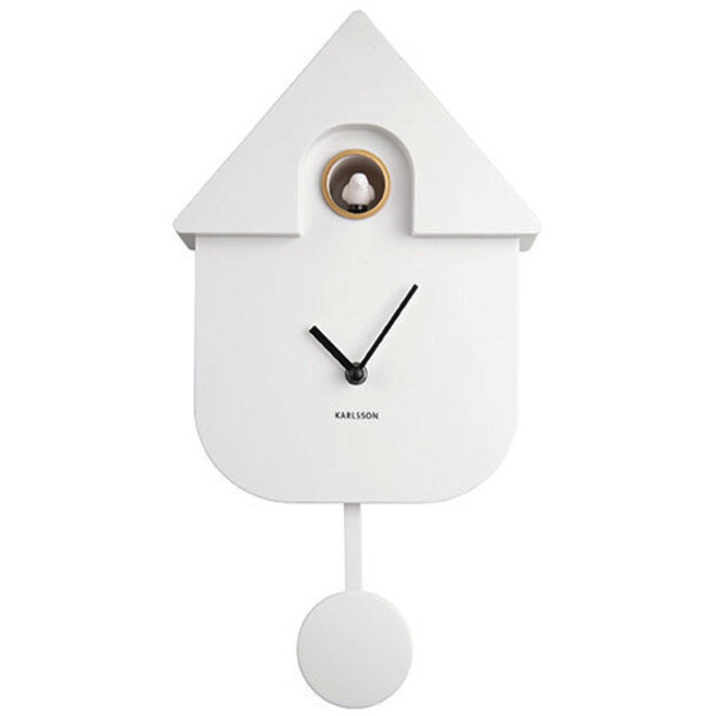 Wall Clock Modern Cuckoo White H41cm