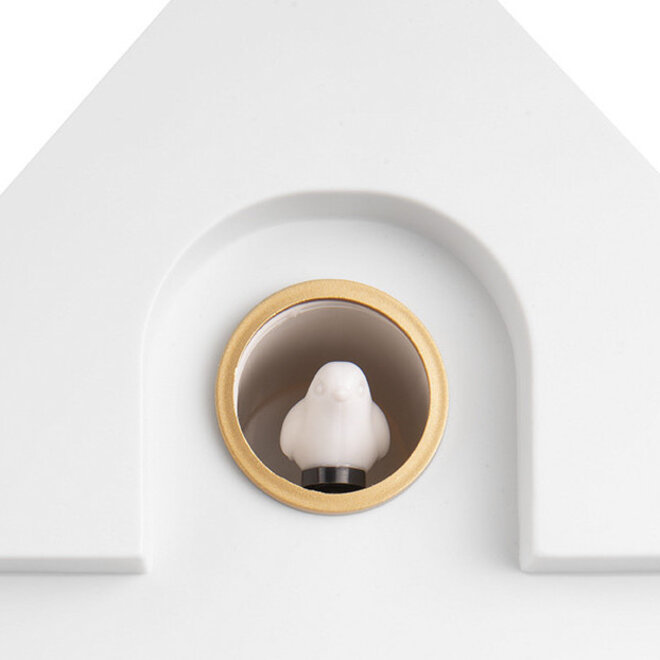 Wall Clock Modern Cuckoo White H41cm