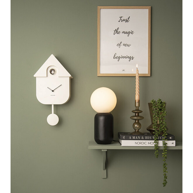 Wall Clock Modern Cuckoo White H41cm