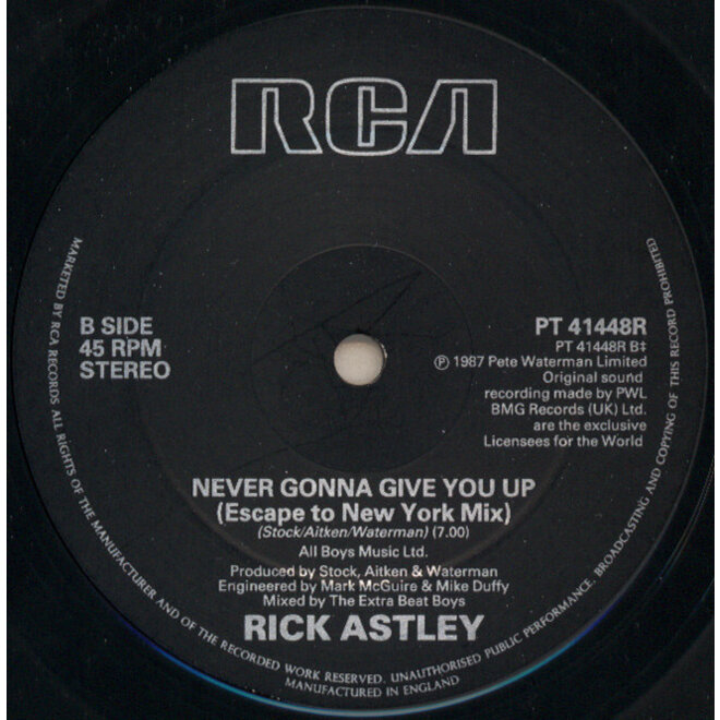 Muziekdoosje met melodie: Never Gonna Give You Up (Rick Astley)