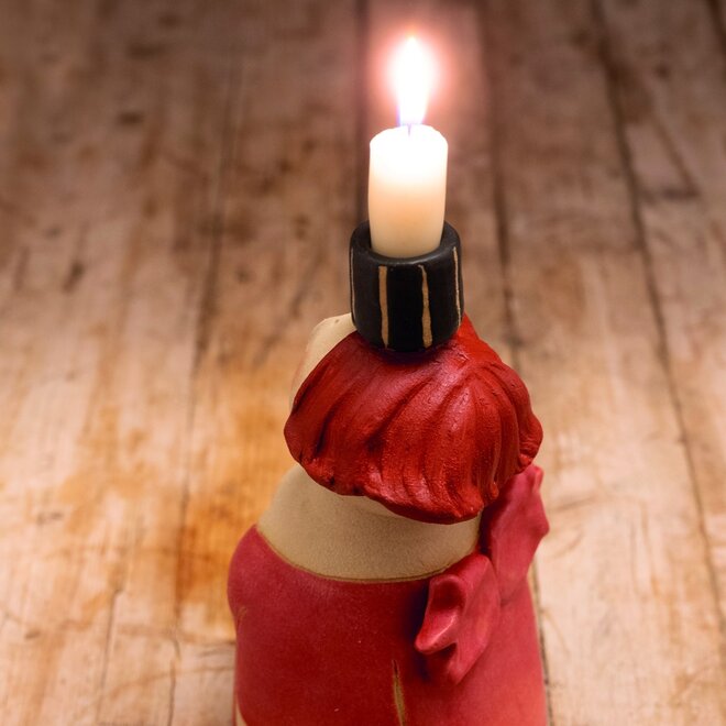 Kandelaar Vrouw in Rood H21cm