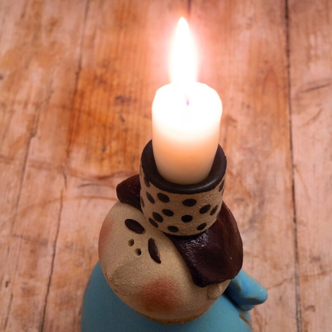 Kandelaar Jongen in Blauw H18cm