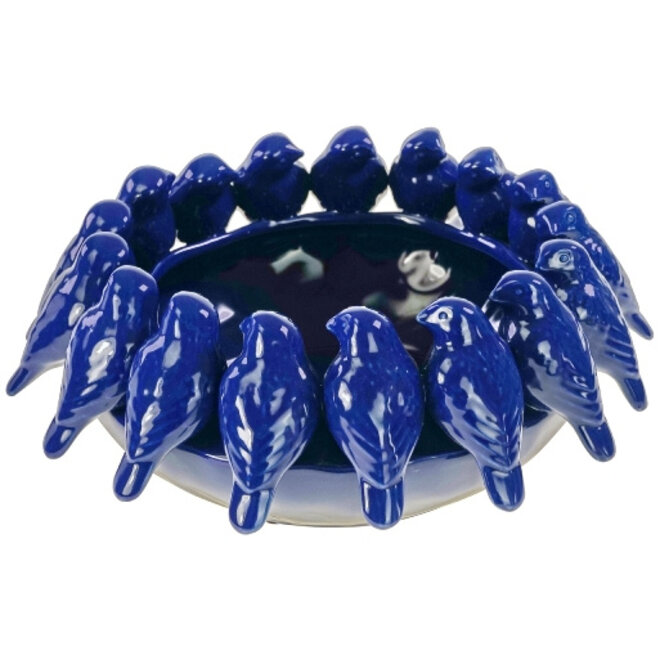 Decoratieve Schaal met Vogels, blauw Ø35cm