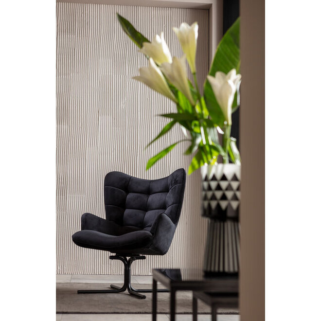 Draaifauteuil Oscar Velvet Zwart