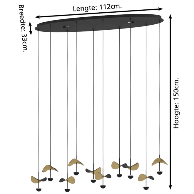Hanglamp Wings of Light Zwart Goud