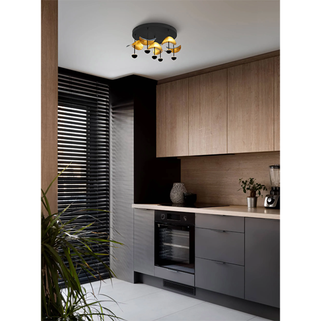 Plafonniere Wings of Light Zwart Goud Ø50cm