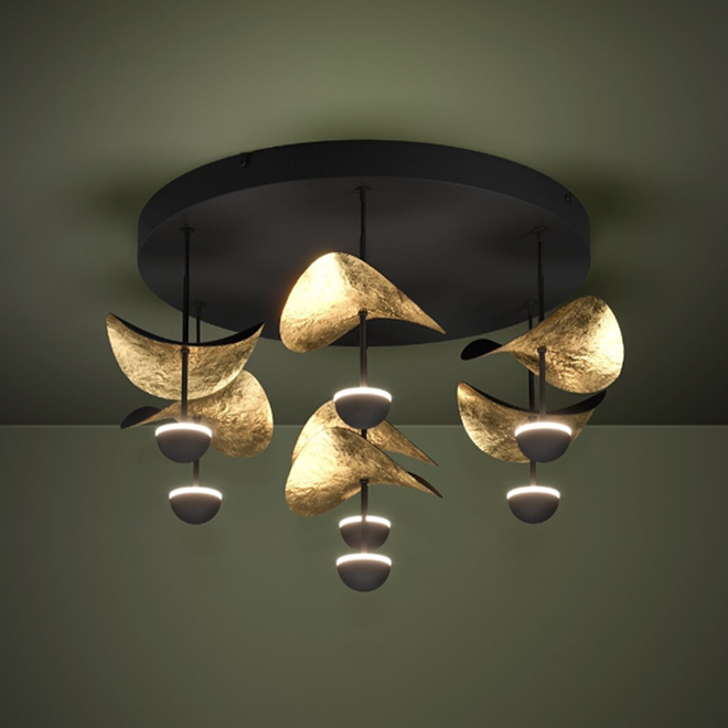Plafonniere Wings of Light Zwart Goud Ø50cm