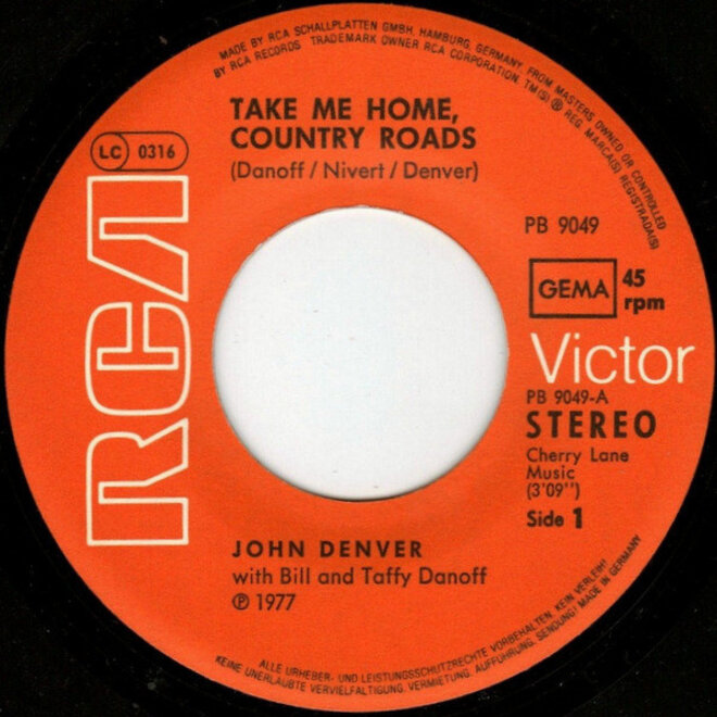 Muziekdoosje met melodie: Take me home country road