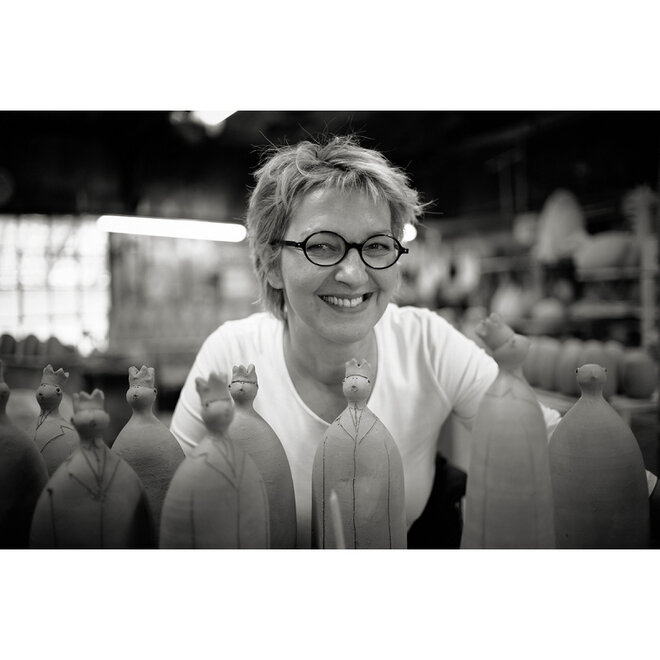 Vrolijke Vrouw, Freudenmädchen, smaragdgroen Keramiek H27cm