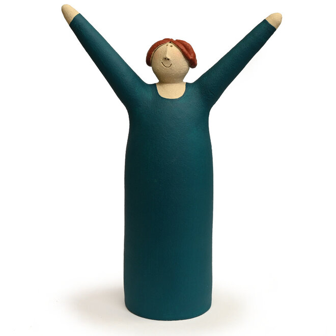 Vrolijke Vrouw, Freudenmädchen, smaragdgroen Keramiek H27cm