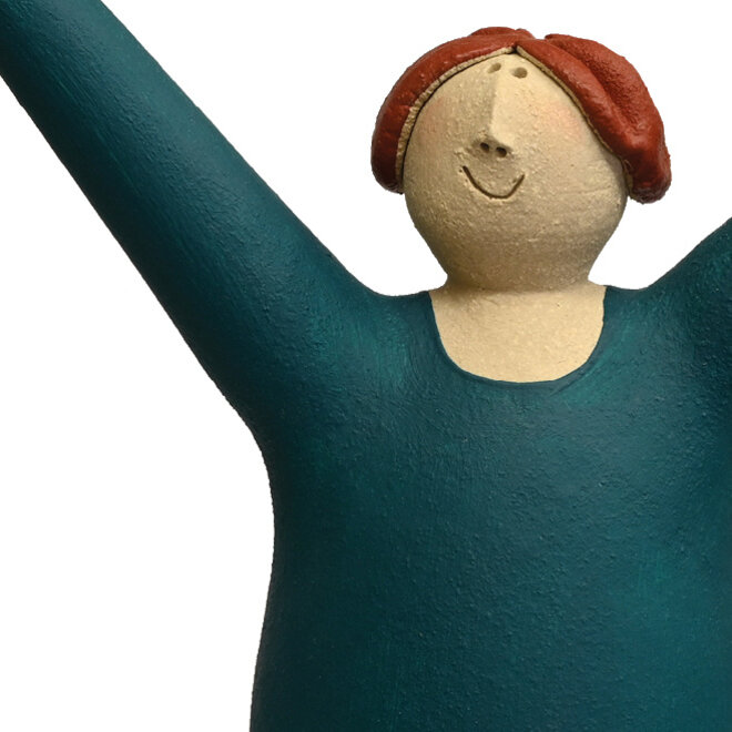 Vrolijke Vrouw, Freudenmädchen, smaragdgroen Keramiek H27cm