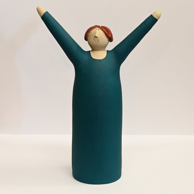 Vrolijke Vrouw, Freudenmädchen, smaragdgroen Keramiek H27cm