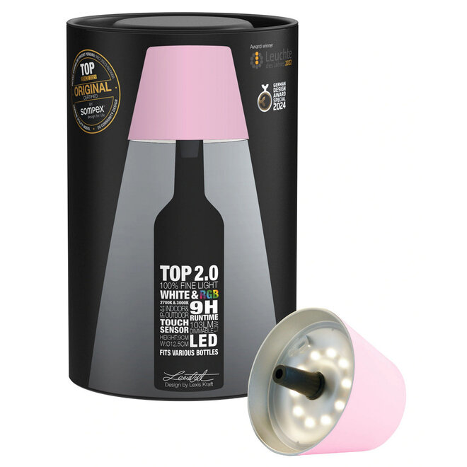 Sompex TOP 2.0 oplaadbare RGB fleslamp, roze