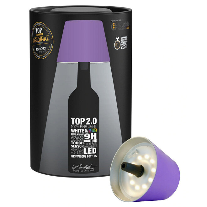 Sompex TOP 2.0 oplaadbare RGB fleslamp, lila