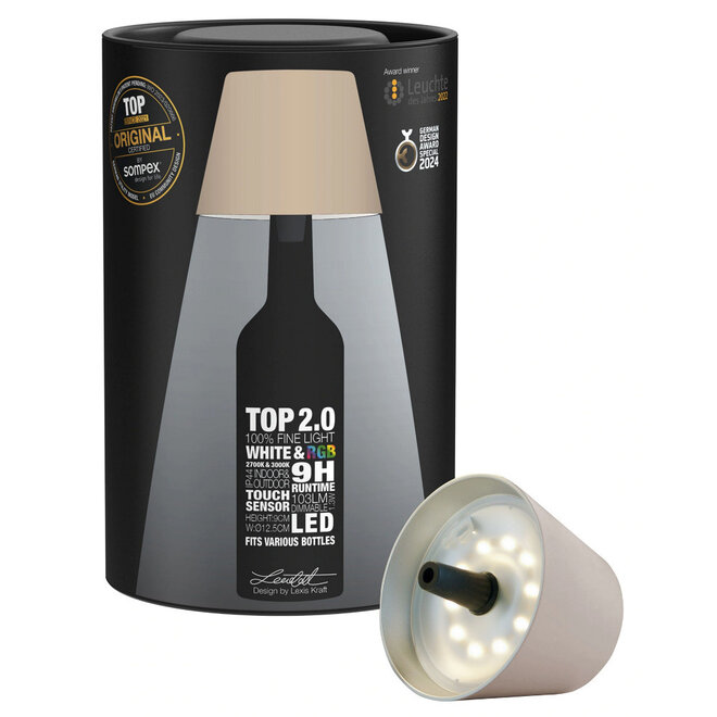 Sompex TOP 2.0 oplaadbare RGB fleslamp, zand