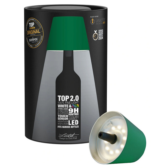 Sompex TOP 2.0 oplaadbare RGB fleslamp, groen