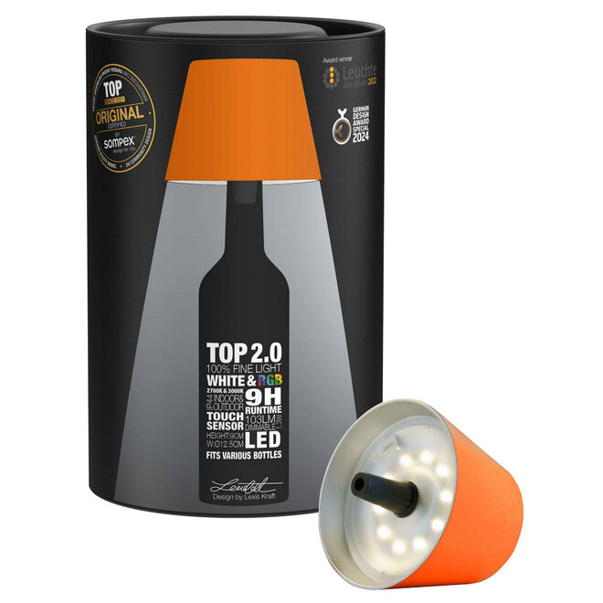 Sompex TOP 2.0 oplaadbare RGB fleslamp, oranje