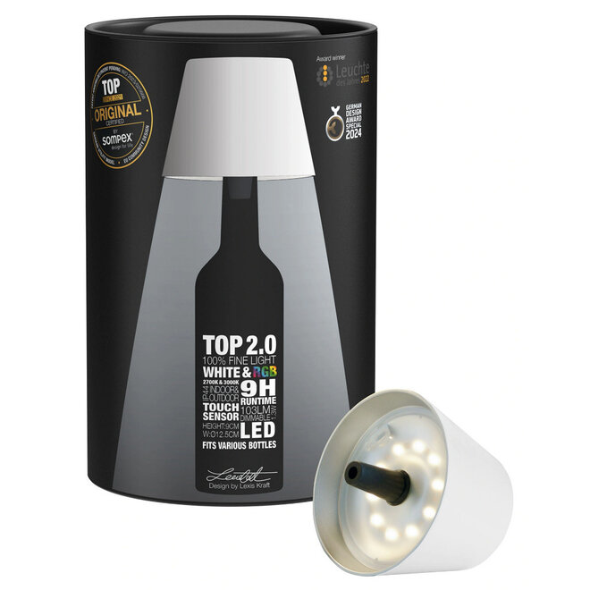 Sompex TOP 2.0 oplaadbare RGB fleslamp, wit