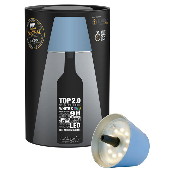 Sompex TOP 2.0 oplaadbare RGB fleslamp, blauw