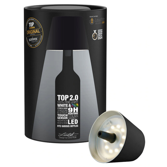 Sompex TOP 2.0 oplaadbare RGB fleslamp, zwart