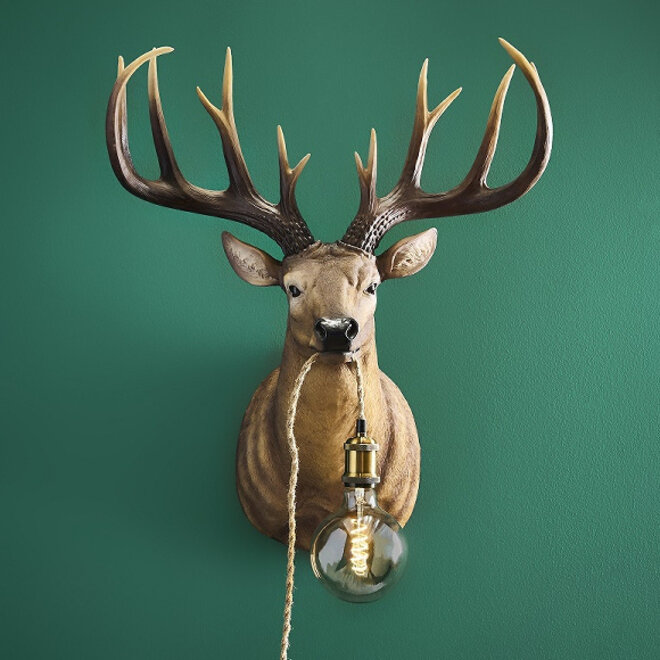 Wandlamp Hert Harry, bruin H73cm