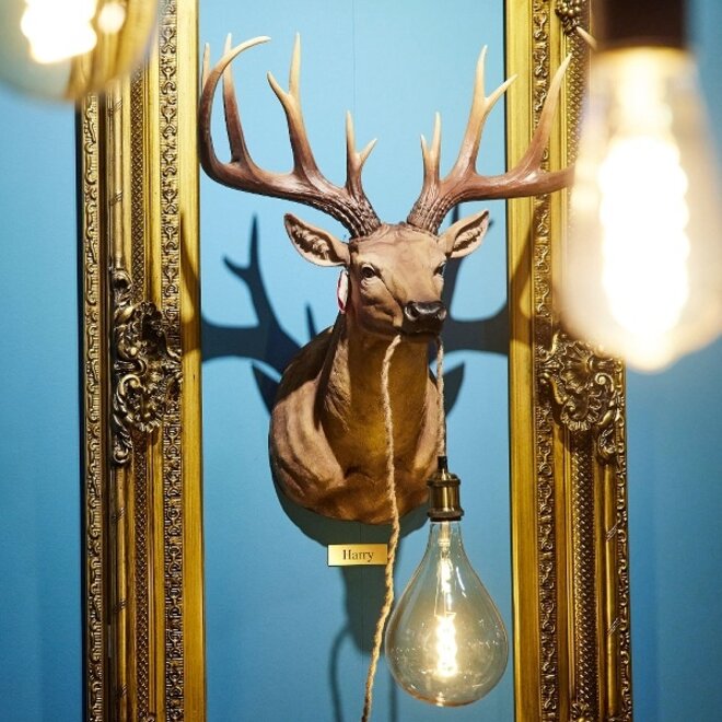 Wandlamp Hert Harry, bruin H73cm