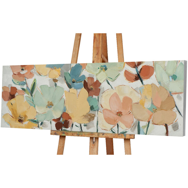 Canvas schilderij Pastel Flowers 50x150 cm